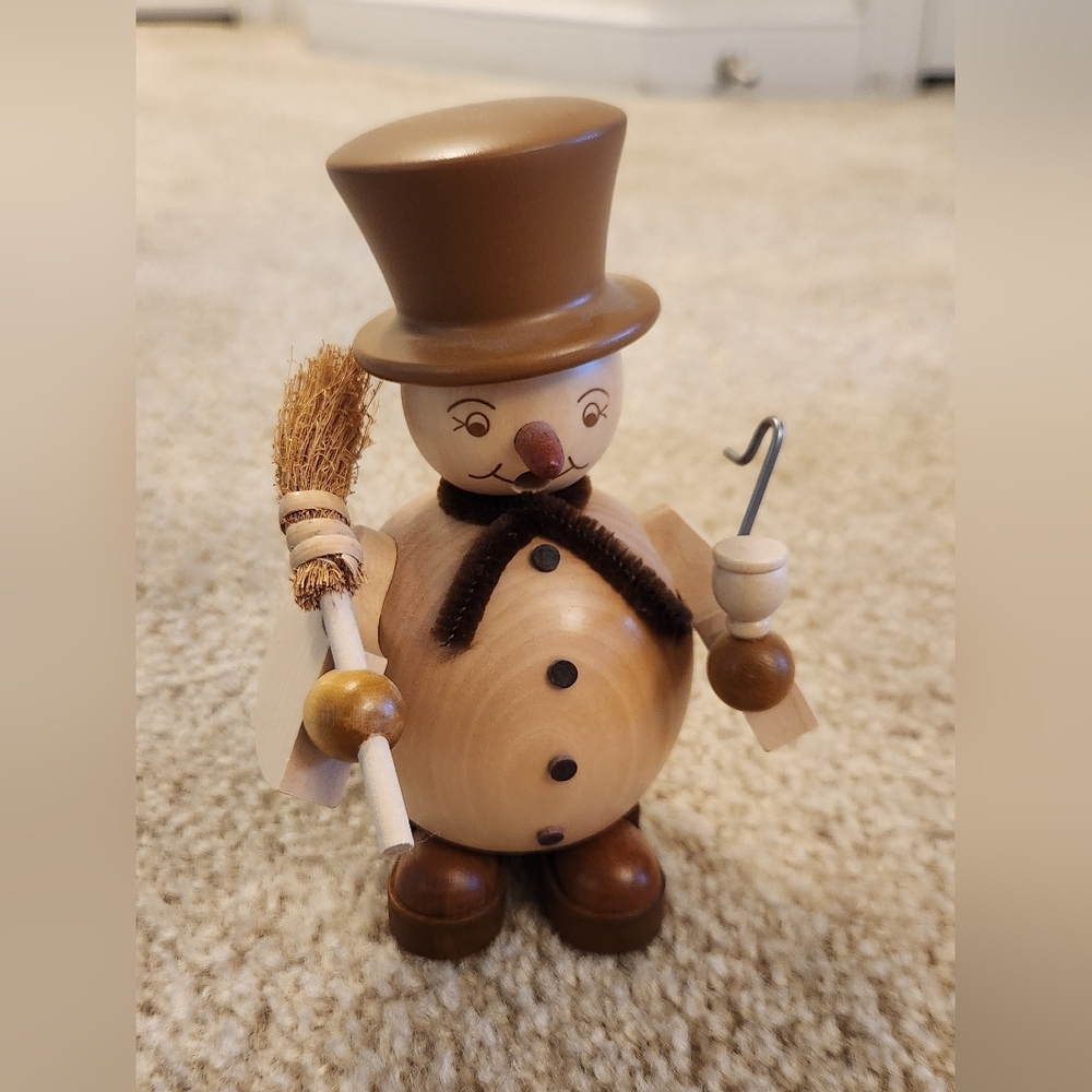 German Wooden Incense Smoker Snowman Müller‎ Kleinkunst